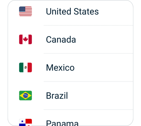 Private connect step 2, choose VPN server location